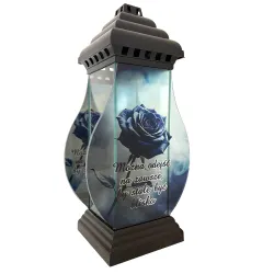 435-znicz z różą na niebieskim tle 1 sztuka