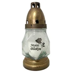 016-mały znicz złoty z napisem Moim bliskim 1 sztuka