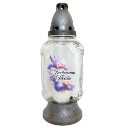 061-znicz srebrny z napisem Kochanemu tacie przód 1 sztuka