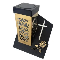 2379-złoty znicz solarny kwadratowy 1 sztuka