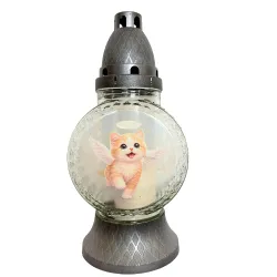 015-znicz srebrny z małym kotkiem przód 1 sztuka