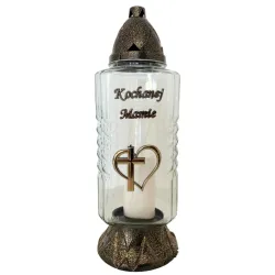 159-duży znicz ze złotym napisem Kochanej mamie i sercem przód 1 sztuka