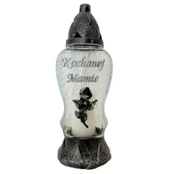 221-znicz ze srebrnym napisem Kochanej mamie przód 1 sztuka