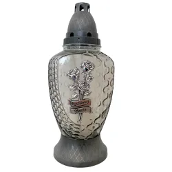 246-znicz grafitowy z różą i napisem Kochanej mamie przód 1 sztuka