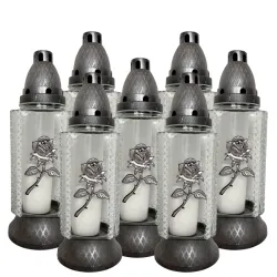 194-znicz ze srebrną różą i białą farbą opakowanie