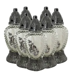 121-mały znicz srebrny z różą opakowanie