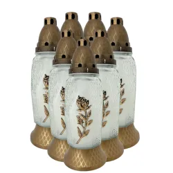 068-znicz malowany ze złotą różą opakowanie