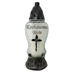 221-znicz ze srebrnym napisem Kochanemu tacie przód 1 sztuka