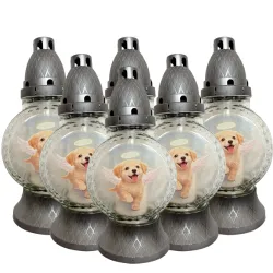 015-znicze srebrne z małymi pieskami opakowanie