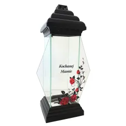 437-znicz kapliczka czarna z napisem Kochanej mamie prawa strona 1 sztuka