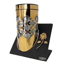 2379-znicz solarny złoty z różą 1 sztuka