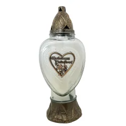 177-znicz złote serce z napisem Kochanemu Dziadkowi przód 1 sztuka