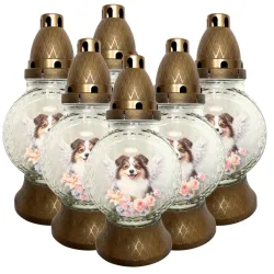 015-znicze złote z małymi pieskami opakowanie