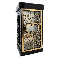 2376-znicz solarny prostopadłościan ze złotym sercem prawy bok 1 sztuka