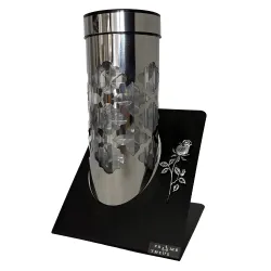 2379-znicz solarny srebrny z różą 1 sztuka