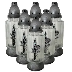 113-znicz srebrny róża ze świeczką opakowanie