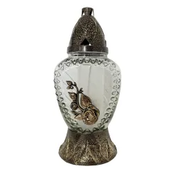 121-mały znicz złoty z różą przód 1 sztuka