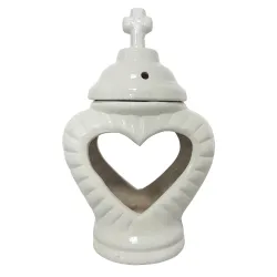 640-znicz ceramiczny serce białe przód 1 sztuka