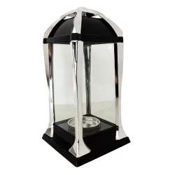 2185-znicz kapliczka srebrna przezroczysta prawy bok 1 sztuka