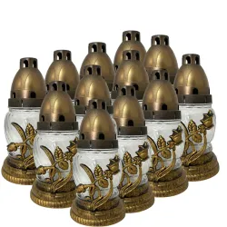 200-mały znicz kulka ze złotą różą opakowanie