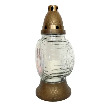 015-znicz złoty z małym pieskiem lewy bok 1 sztuka