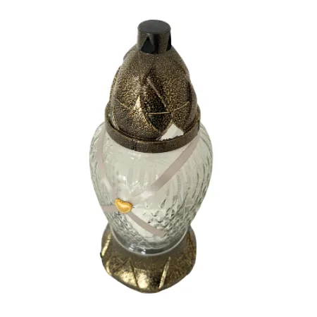 241-znicz złoty ze wstążką i sercem od góry 1 sztuka