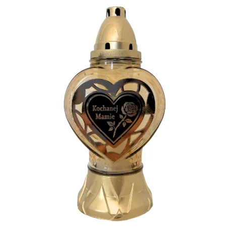 2319-znicz złote serce z napisem Kochanej mamie przód 1 sztuka