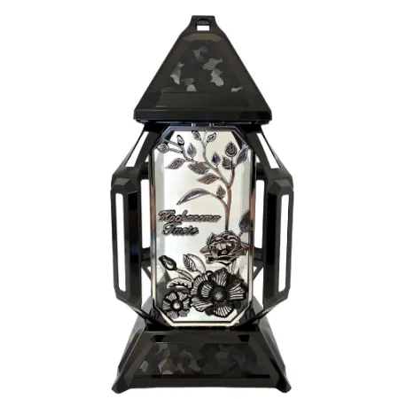 2271-kapliczka czarna ze srebrnym napisem Kochanemu tacie przód 1 sztuka