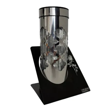 2379-znicz solarny srebrny z różą lewy bok 1 sztuka