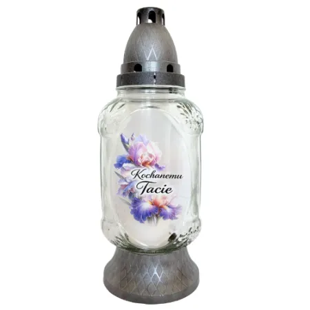 061-znicz srebrny z napisem Kochanemu tacie przód 1 sztuka