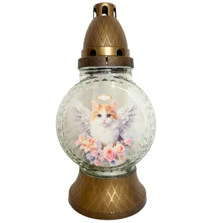 015-znicz złoty z małym kotkiem przód 1 sztuka