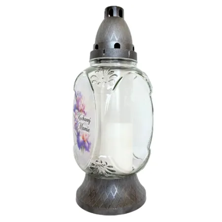 061-znicz srebrny z napisem Kochanej mamie lewy bok 1 sztuka