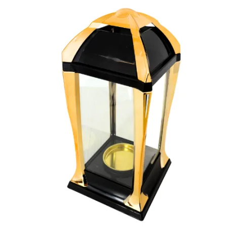 2185-znicz kapliczka złota przezroczysta lewy bok 1 sztuka