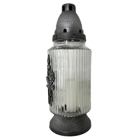 113-znicz srebrny róża ze świeczką lewa strona 1 sztuka