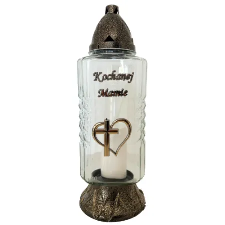 159-duży znicz ze złotym napisem Kochanej mamie i sercem przód 1 sztuka