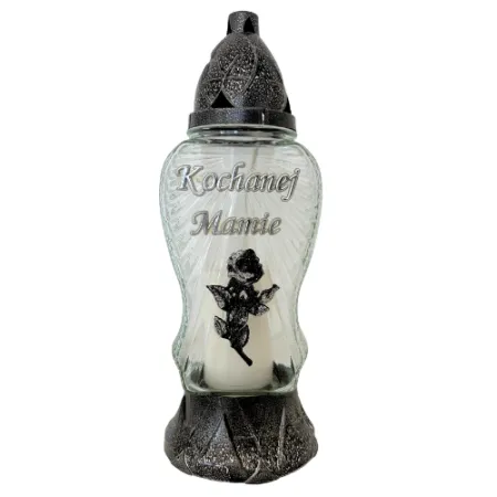 221-znicz ze srebrnym napisem Kochanej mamie przód 1 sztuka