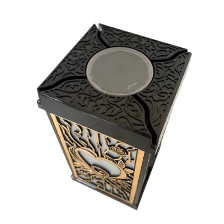 2376-znicz solarny prostopadłościan ze złotym sercem od góry 1 sztuka