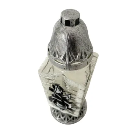 033-znicz srebrny z czarną różą 1 sztuka