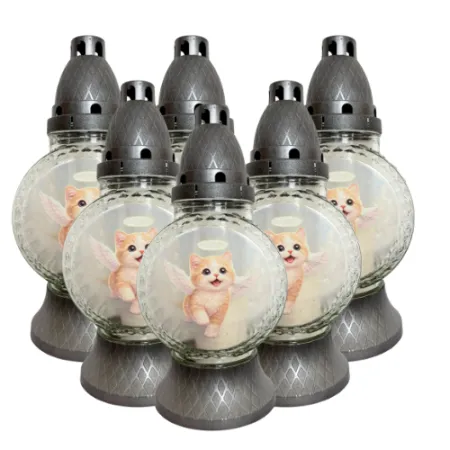 015-znicze srebrne z małymi kotkami opakowanie