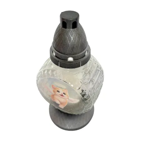 015-znicz srebrny z małym kotkiem od góry 1 sztuka