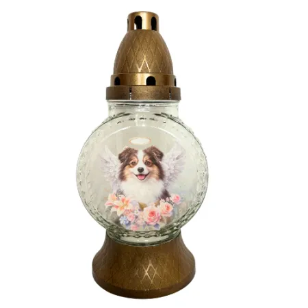 015-znicz złoty z małym pieskiem przód 1 sztuka