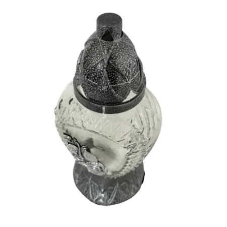 121-mały znicz srebrny z różą góra 1 sztuka