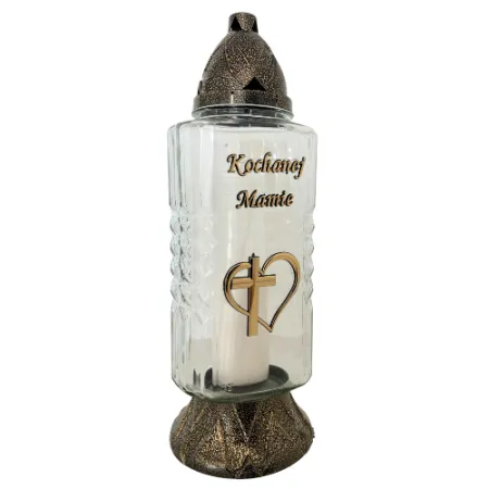 159-duży znicz ze złotym napisem Kochanej mamie i sercem prawa strona 1 sztuka