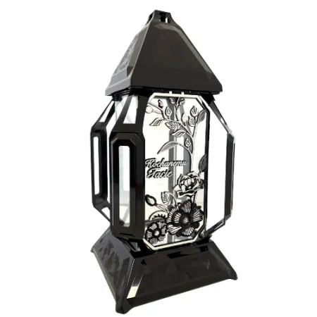 2271-kapliczka czarna ze srebrnym napisem Kochanemu tacie prawa strona 1 sztuka