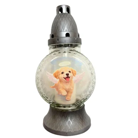 015-znicz z srebrny z małym pieskiem przód 1 sztuka