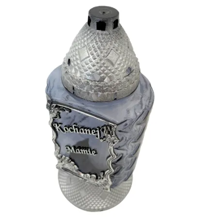 2328-znicz srebrny z napisem Kochanej Mamie od góry 1 sztuka