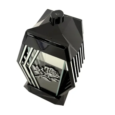 2245-znicz kapliczka trapez ze srebrną różą od góry 1 sztuka