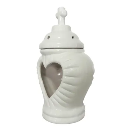 640-znicz ceramiczny serce białe lewy bok 1 sztuka