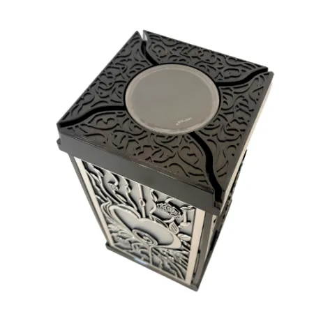 2376-znicz solarny prostopadłościan ze srebrnym sercem od góry 1 sztuka