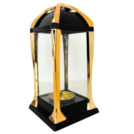 2185-znicz kapliczka złota przezroczysta prawy bok 1 sztuka